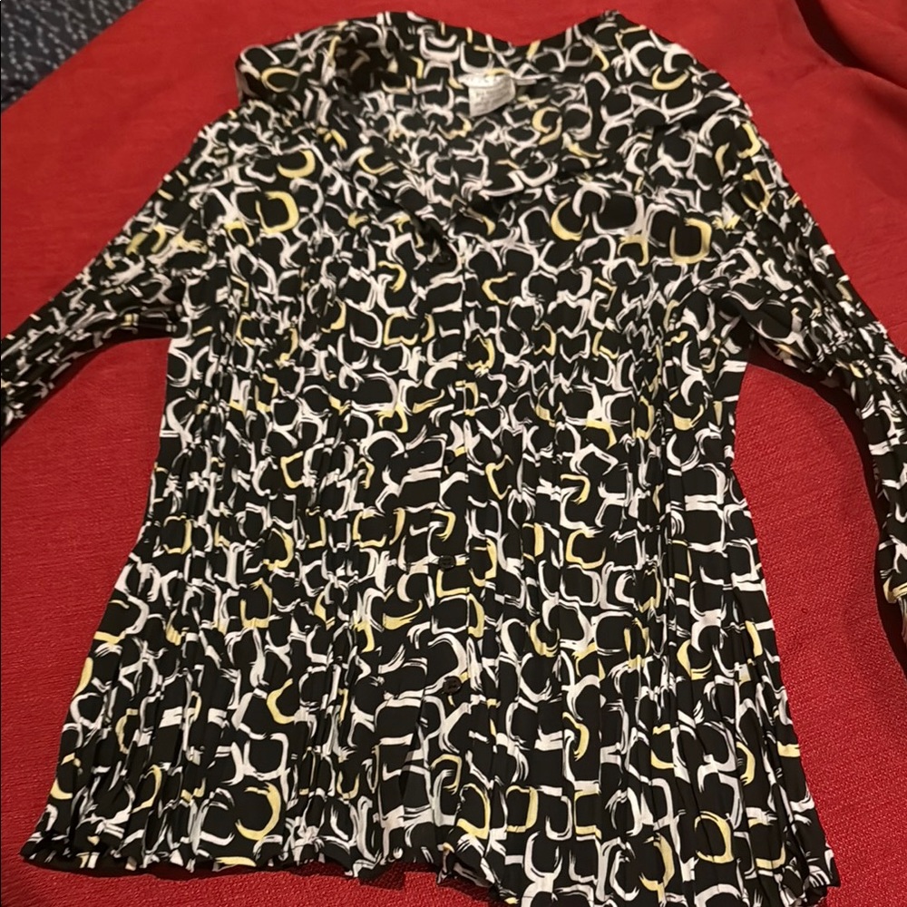 Fred David Black And White Patterned Top - image 2